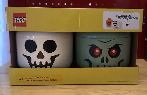 Lego Halloween Edition Small 2 Piece Set Zombie & Skeleton Storage Heads