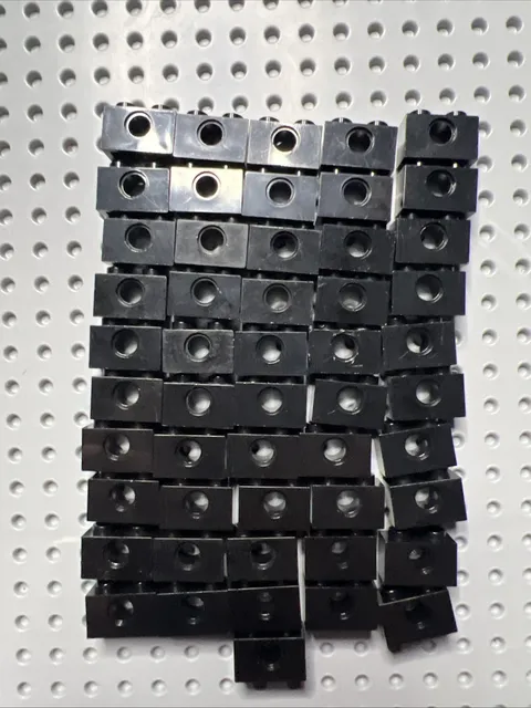 LEGO 3700 Black Technic, Brick 1 x 2 with One Holes - 51pcs