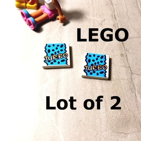 New LEGO Turbo Tiles Lot of 2 Racing Race Award Winner Printed Tile Smooth Print