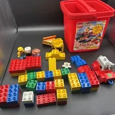 LEGO System 4055 Red Storage Container Lot w/ Assorted LEGO Bricks