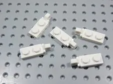 LEGO Lot of 5 White 1x2 Plates w/ Locking Finger BP