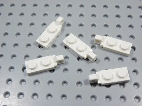 LEGO Lot of 5 White 1x2 Plates w/ Locking Finger BP