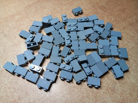 LEGO BULK LOT OF 72 LIGHT BLUISH GRAY MODIFIED BRICKS 1X2 WITH GRILLE #2877
