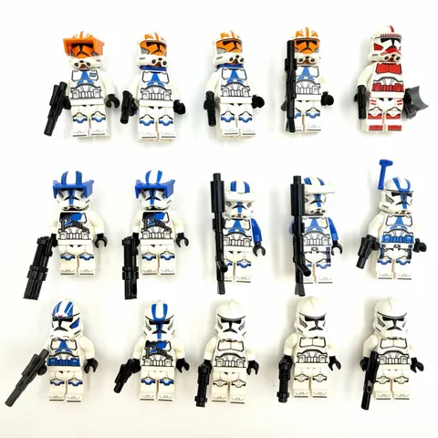 LEGO Star Wars Clone Trooper Lot of 15 with Accessories Blue Red Orange White