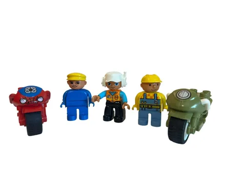 LEGO Duplo Figures Lot Bob The Builder Construction Spiderman & Green Motorcycle