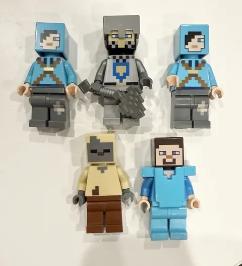 Lego Minecraft Minifigure Lot of 5: Diamond Armor, Husk, Knight