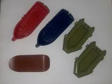 Lot Of 4 Lego Boat Olive Green/Navy Blue/Red + Surf Board