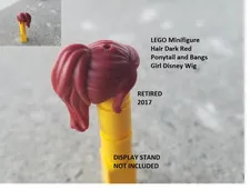 LEGO Minifigure Hair Dark Red Ponytail and Bangs Girl Disney Wig