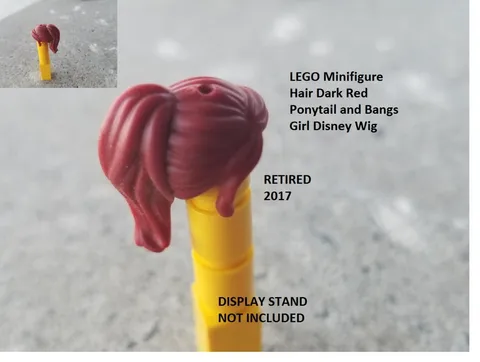 LEGO Minifigure Hair Dark Red Ponytail and Bangs Girl Disney Wig