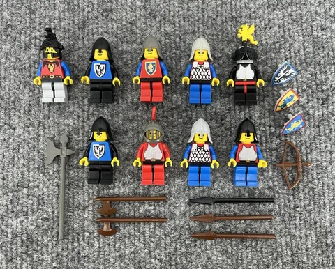LEGO Castle Knights Minifigures Lot of 9 with Accessories Vintage