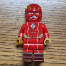 Brickluv LEGO DC The Flash Minifigure w/ Red Suit, Mask Helmet & Gold Hands