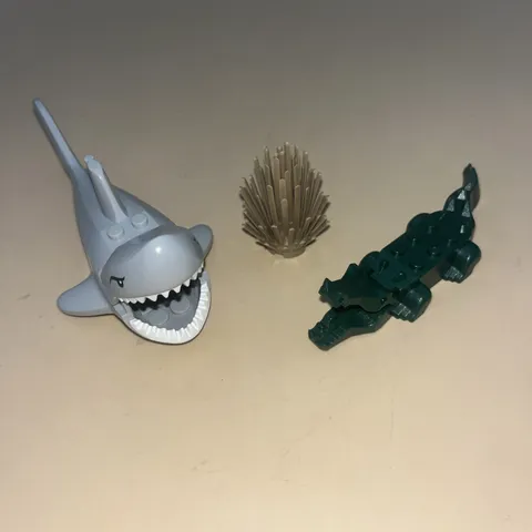 Lot Of 3 “Desireable” Mini Legos. Shark, Crocodile, Bush. Good Condition