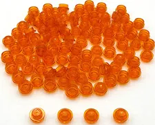 Lego 100 New Trans-Orange Transparent Plates Round 1 x 1 Stud Parts