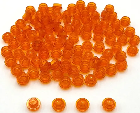 Lego 100 New Trans-Orange Transparent Plates Round 1 x 1 Stud Parts