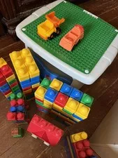 Step 2 Table Storage Blue Green Building Block Cars fits Lego Duplo