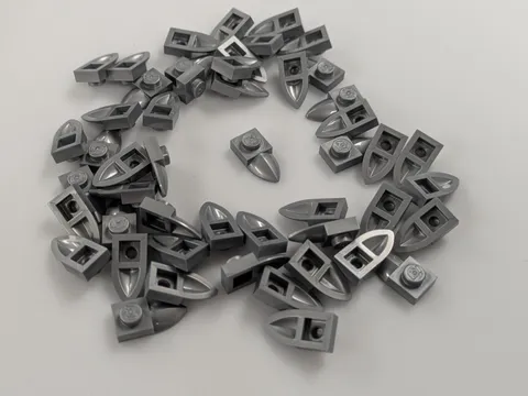 Lego x50 New Flat Silver Plate, Modified 1 x 1 with Tooth Horizontal # 49668