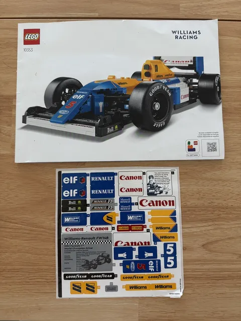 LEGO® Icons 10353 Williams Racing Instruction Manual & Sticker Page ONLY!