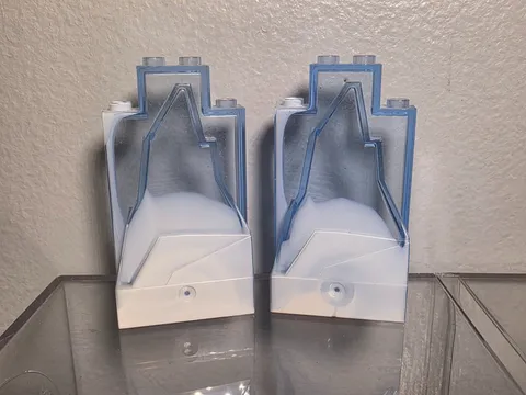 Lego 47847pb001 Trans-Medium Blue Ice Rock Panel 2x4x6 Marbled - Lot of 2