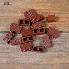LEGO Reddish Brown Brick Modified 1 x 2 with Grille Part 2877 Qty 15