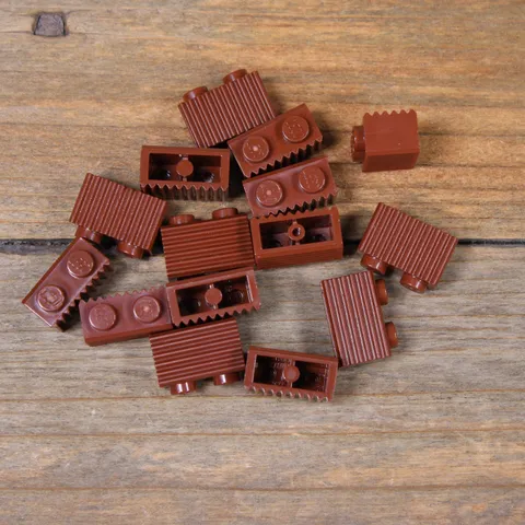 LEGO Reddish Brown Brick Modified 1 x 2 with Grille Part 2877 Qty 15