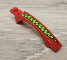 Lego 50967pb004R Red Slope Curved 8 x 1 x 1 2/3 Arch 2 Recessed Studs Lime Strip