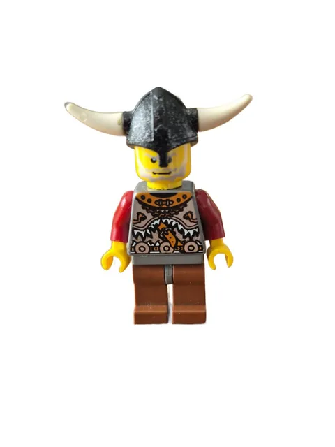 1x LEGO Vikings Chess Knight Minifigure Speckled Helmet Horns vik032
