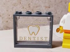 New LEGO Dentist Window Printed Gold Letter Tooth City Town Square Sign Doctor