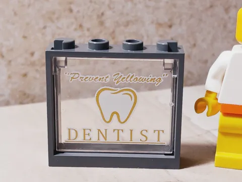 New LEGO Dentist Window Printed Gold Letter Tooth City Town Square Sign Doctor
