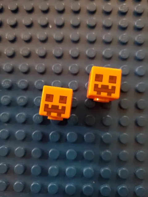 Lego Accessories: Minecraft Pumpkin Head / Jack-o-Lantern Head/ Snow Golem X 2