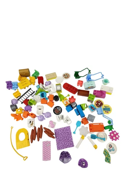 Lego Duplo & Mega Bloks Lot of 85 Accessories Fence Teapot Chairs Table 