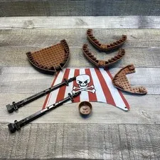 LEGO Pirates Ship Spare Parts Mast Hull Bow Sail for Set 6243