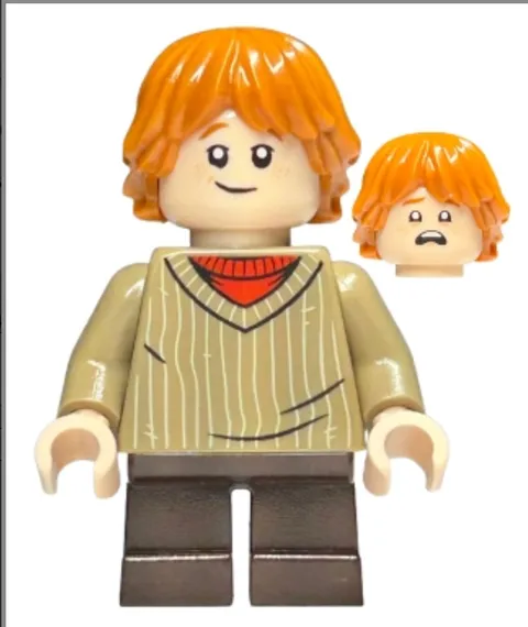 LEGO Harry Potter Ron Weasley Minifigure Dark Tan Sweater HP142 Genuine