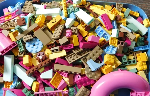 300++ LEGO Brick Building Plates Slides Random Pieces / Parts Pink Green Cleaned