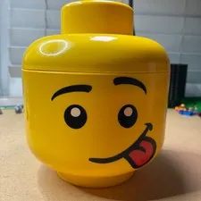 Lego Storage Head Large Silly Boy Tongue Out Stackable Container 2018 Smoke-Free