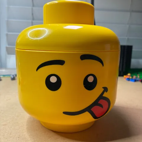 Lego Storage Head Large Silly Boy Tongue Out Stackable Container 2018 Smoke-Free