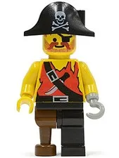 LEGO® Minifigure Pirates pi022 Pirate Shirt w/Knife Black Leg w/Peg Leg Black Pi