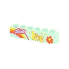 1x LEGO Building Brick 1x6 Light Aqua Printed Groovy Love Fillmore 4624194