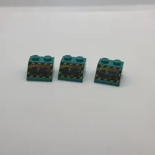 3x LEGO Dark Turquoise slope 45 2x2 w/Rock Raiders Pttn 4970 4950 #3039px15