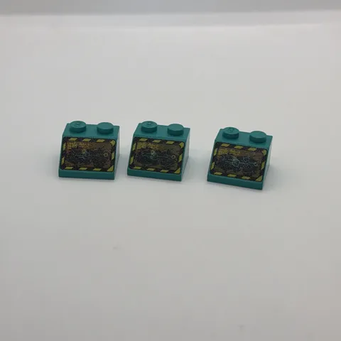 3x LEGO Dark Turquoise slope 45 2x2 w/Rock Raiders Pttn 4970 4950 #3039px15