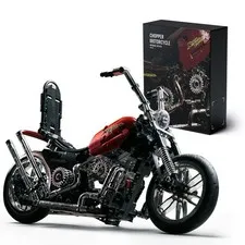 Chopper Motorcycle Model Kit for Adult Men, Clamp Blocks Motorbike...