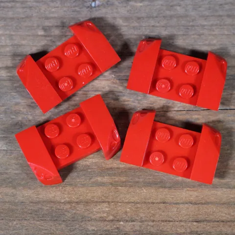 LEGO Vehicle Mudguard 2 x 4 with Headlights Overhang Red Part No. 44674 Qty 4