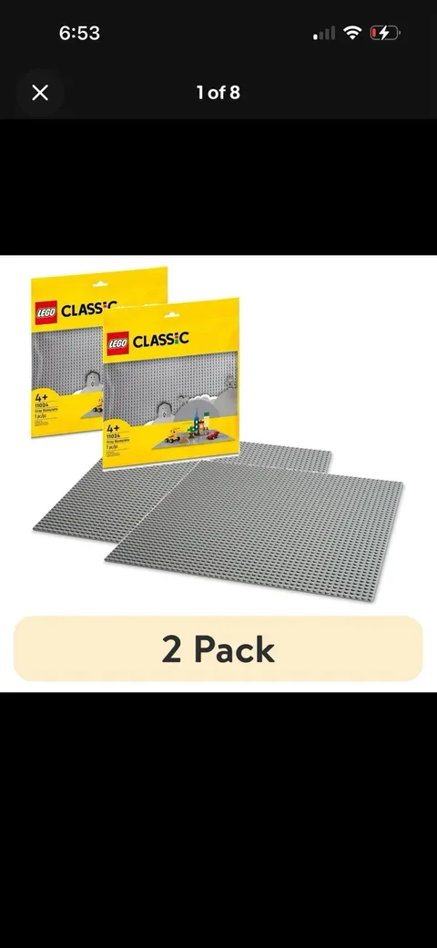 LEGO Classic Gray Baseplate 11024 (MPN 11024) 2 Pack Polybag Age 4+