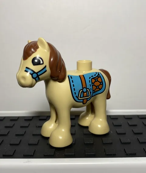 Lego Duplo Figure - Tan Pony With Printed Saddle Minifigure Baby Horse