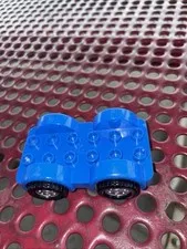 Lego Duplo Blue Car Base Vehicle W/ Fenders & Yellow Wheels Black Tires