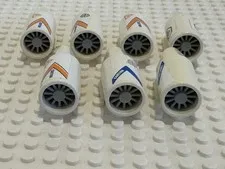 (7) LEGO Airplane Jet Engine with Turbine Lot-WHITE-