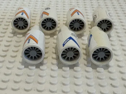 (7) LEGO Airplane Jet Engine with Turbine Lot-WHITE-