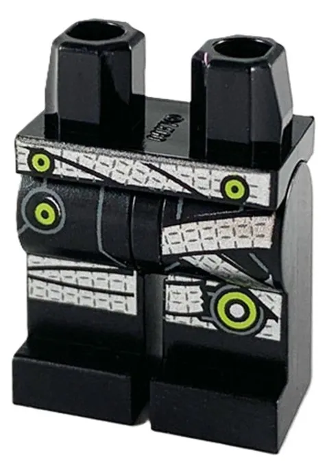 Lego NEW Ninjago Minifig Black LEGS Silver Belt Knee Wrappings Lime Circle D483