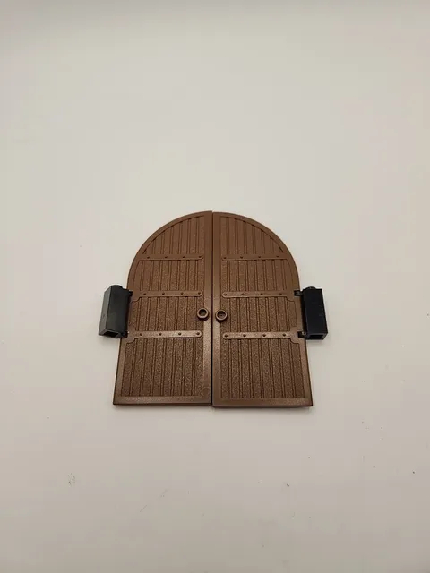 Lego Castle Door w/Black Hinges Brown Arched Top 3 1/2" Tall 3" Across