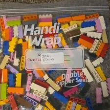 LEGO Bulk Lot 200 Mixed Multicolor Plastic Bricks & Pieces in Bag