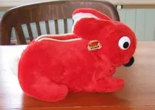 1984 Lego/Duplo Plush Red Bunny Carrying Case Bag Zipper Keychain 35+ Blocks VGC